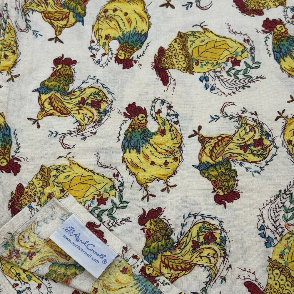 Vtg April Cornell Farmhouse French Country Rooster Set 12 Napkins & Table Runner